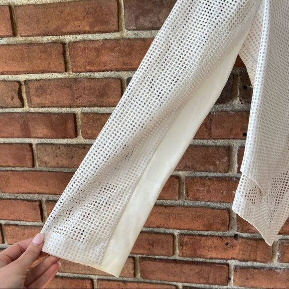 Chico's Layered See-Through Square Print Mesh Blazer White Size 1 - Picture 10 of 12